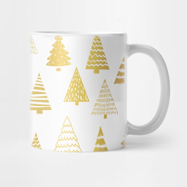 Christmas Trees Faux Gold Foil by Sandra Hutter Designs